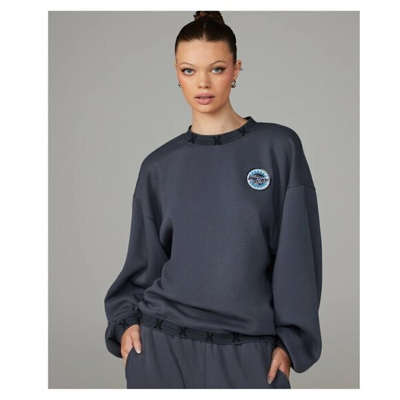 Savage X Fenty Tops - NWT Savage x Fenty Essential Holographic 3D Logo-Trim Oversized Sweatshirt Grey